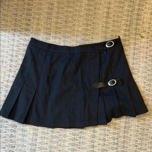 Brandy Melville Black Pleated Skirt with Buckle Detail
